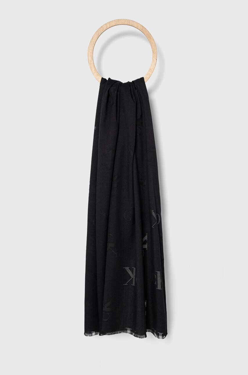 

Шал Calvin Klein Jeans дамски в черно с изчистен дизайн K60K612326, Черен