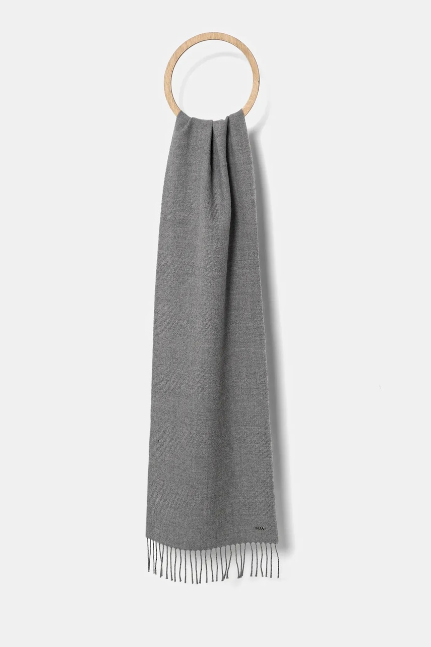 BOSS eșarfă de lână culoarea negru, uni, 50517216