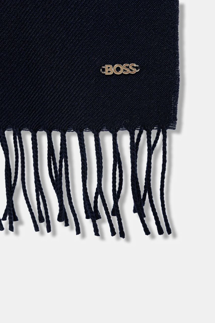 Шерстяной шарф BOSS цвет чёрный однотонная 50517216