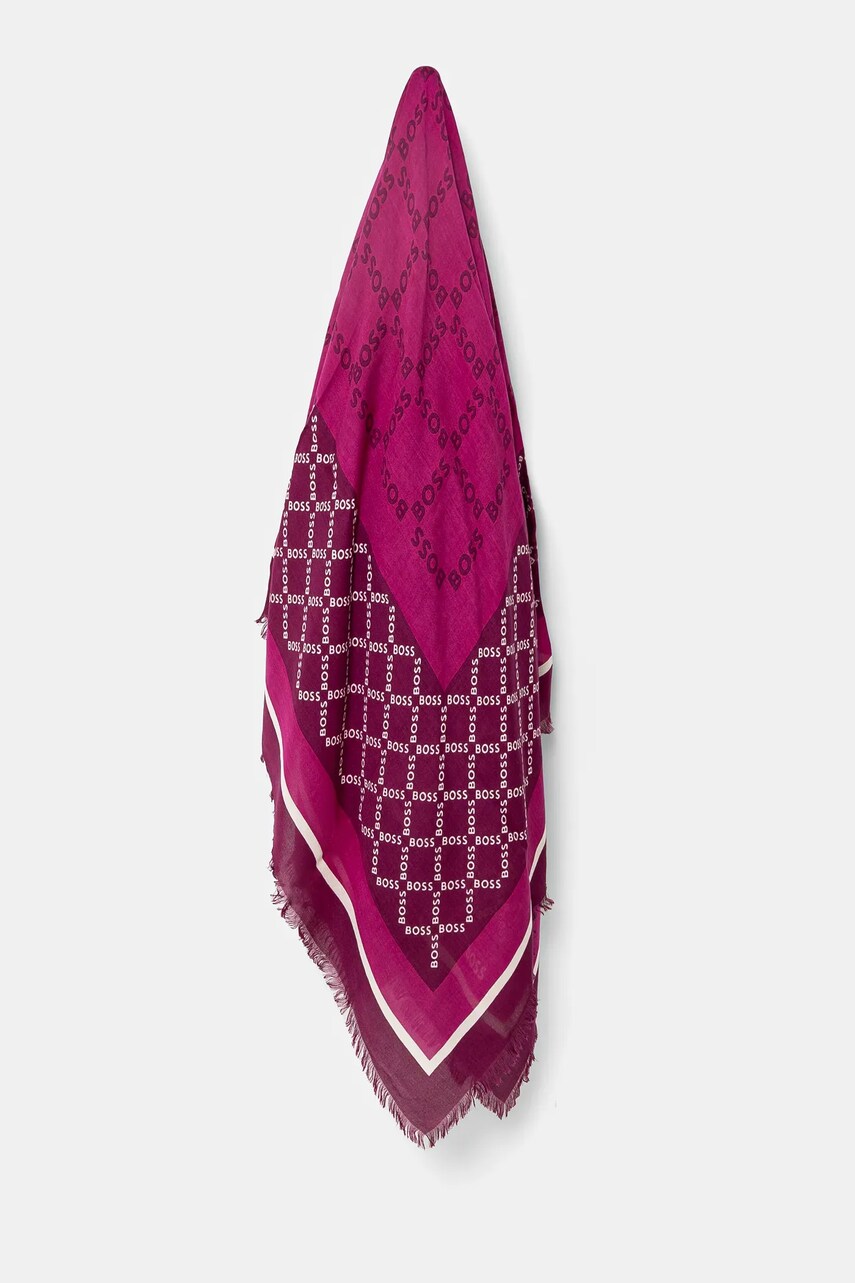 BOSS o esarfa de matase culoarea violet, 50521800