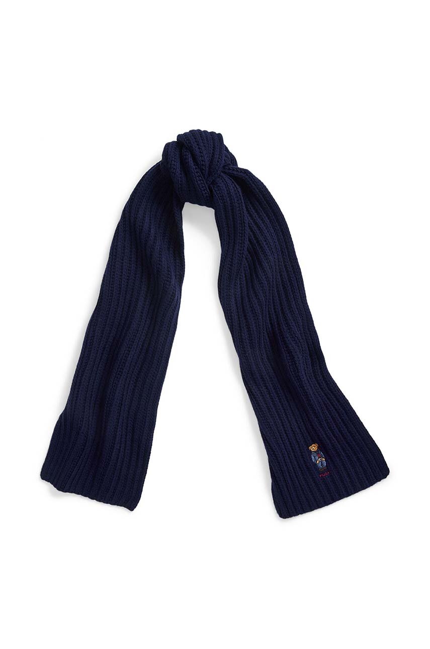 

Вълнен шал Polo Ralph Lauren в синьо с изчистен дизайн 455931877, Син