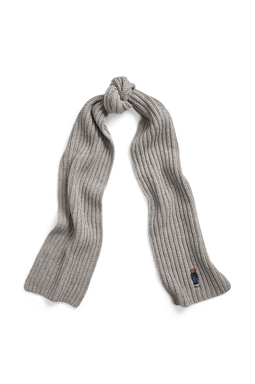 Levně Vlněná šála Polo Ralph Lauren šedá barva, 455931877
