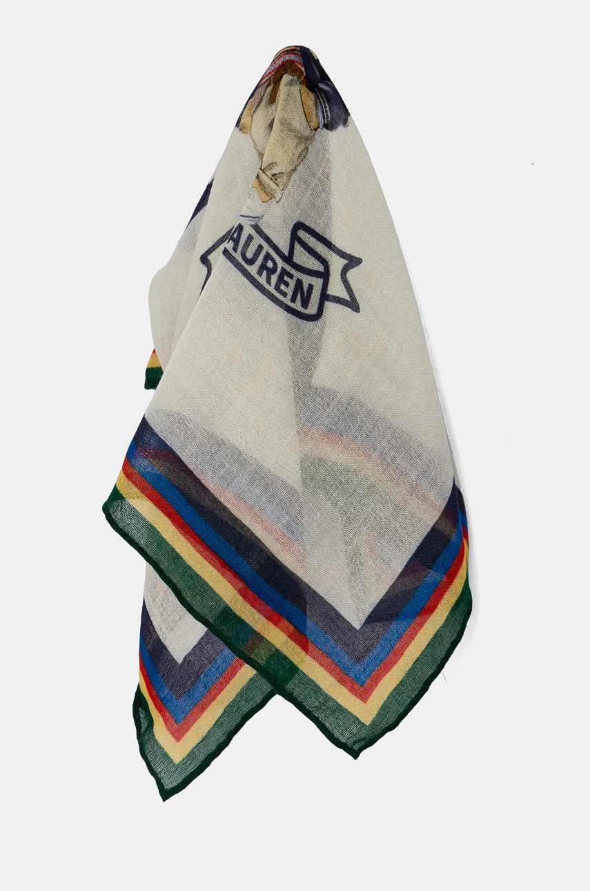 

Вълнен шал Polo Ralph Lauren в бяло с десен 455954345, Бял