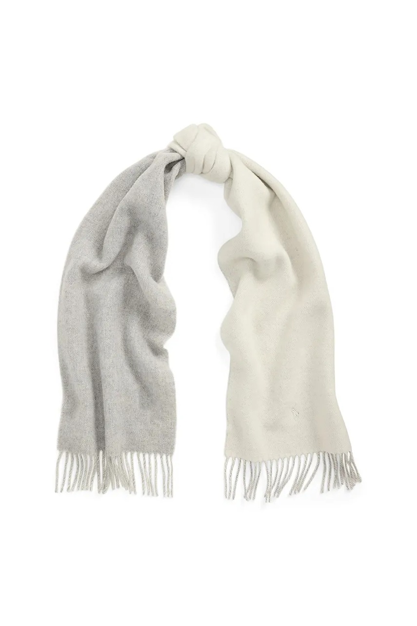 Шерстяной шарф Polo Ralph Lauren цвет серый однотонная 455954371