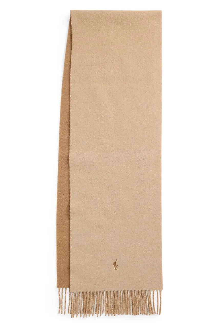 Шерстяной шарф Polo Ralph Lauren цвет серый однотонная 455954371