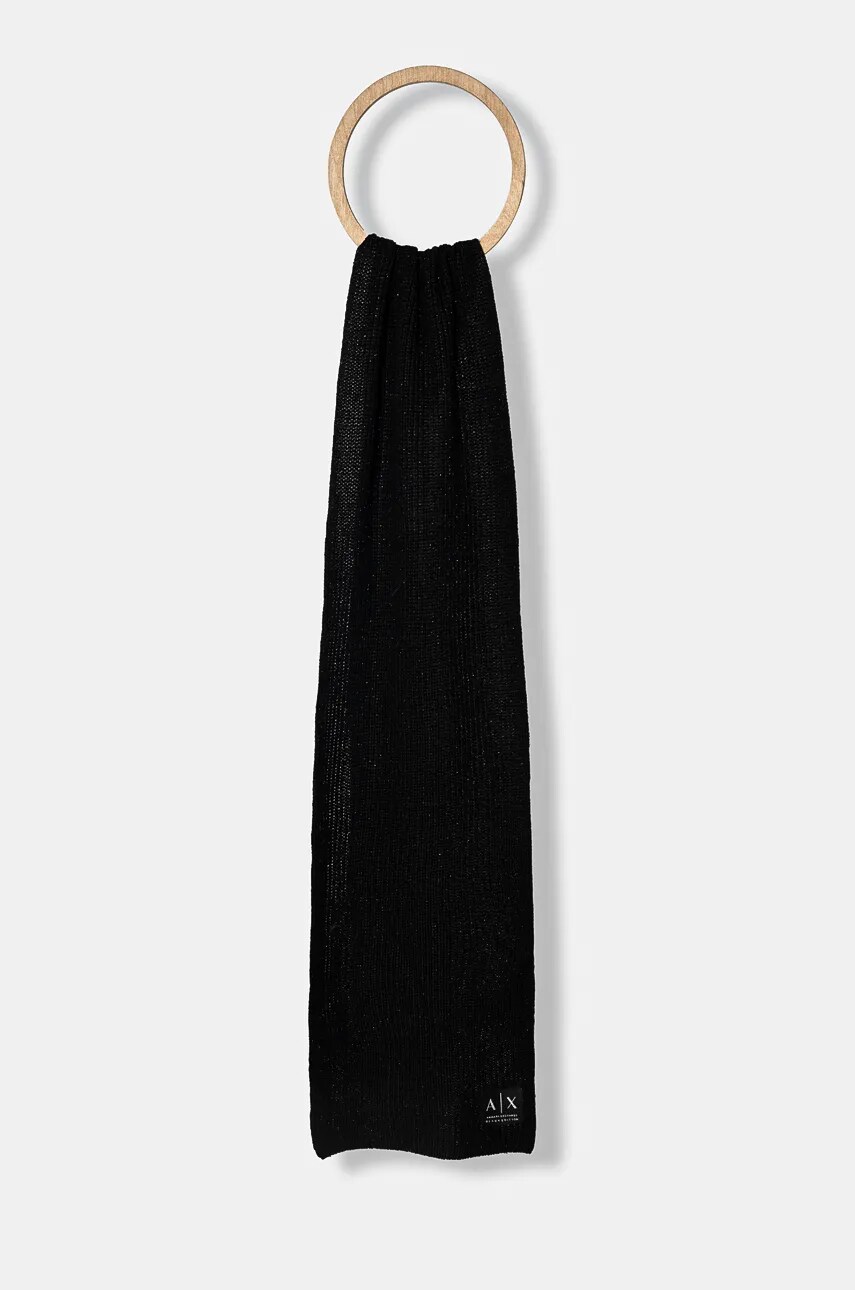 Armani Exchange esarfa din amestec de lana culoarea negru, neted, XW000085 AF10527
