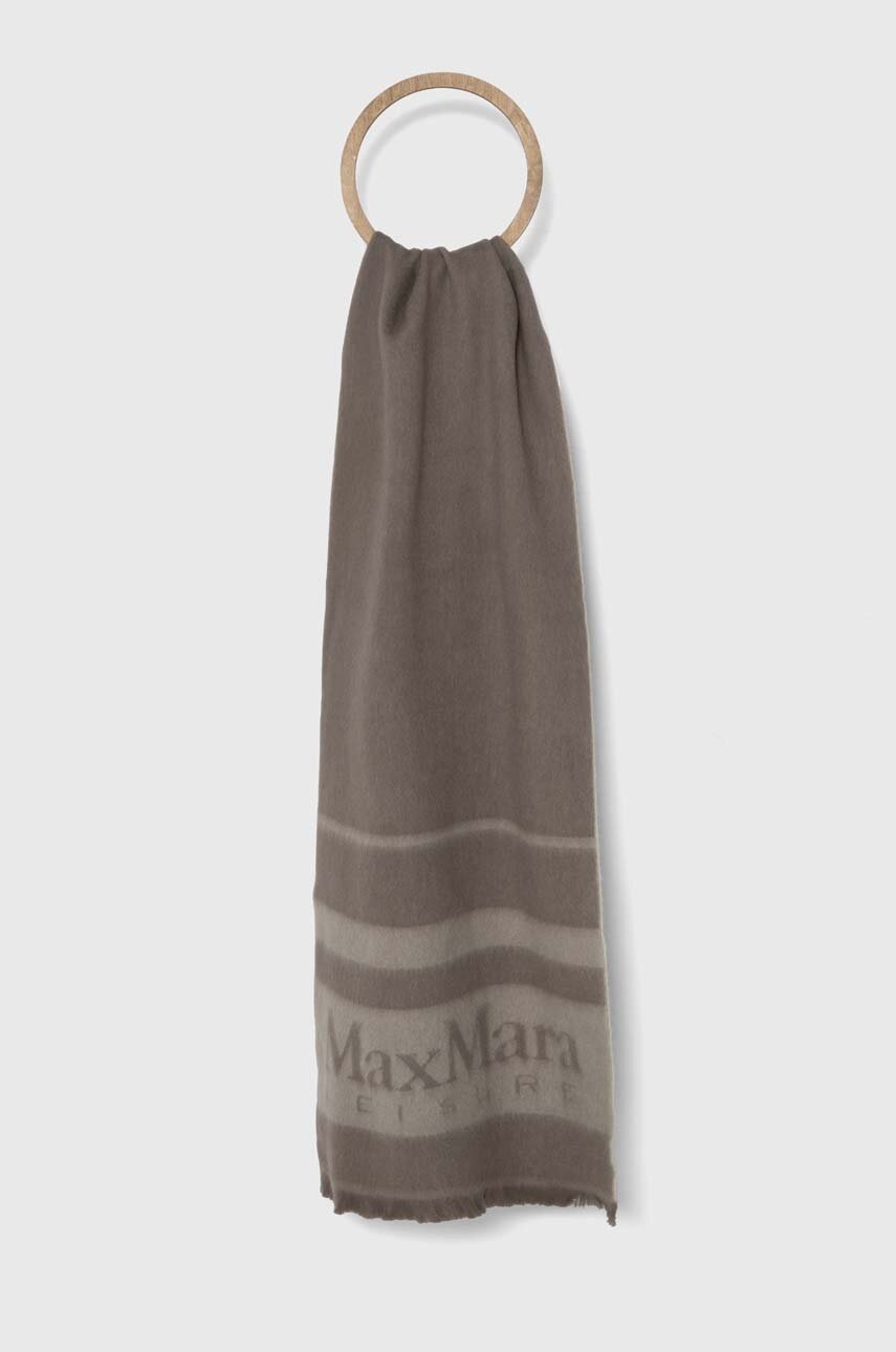 

Вълнен шал Max Mara Leisure в сиво с десен 2426546028600, Сив