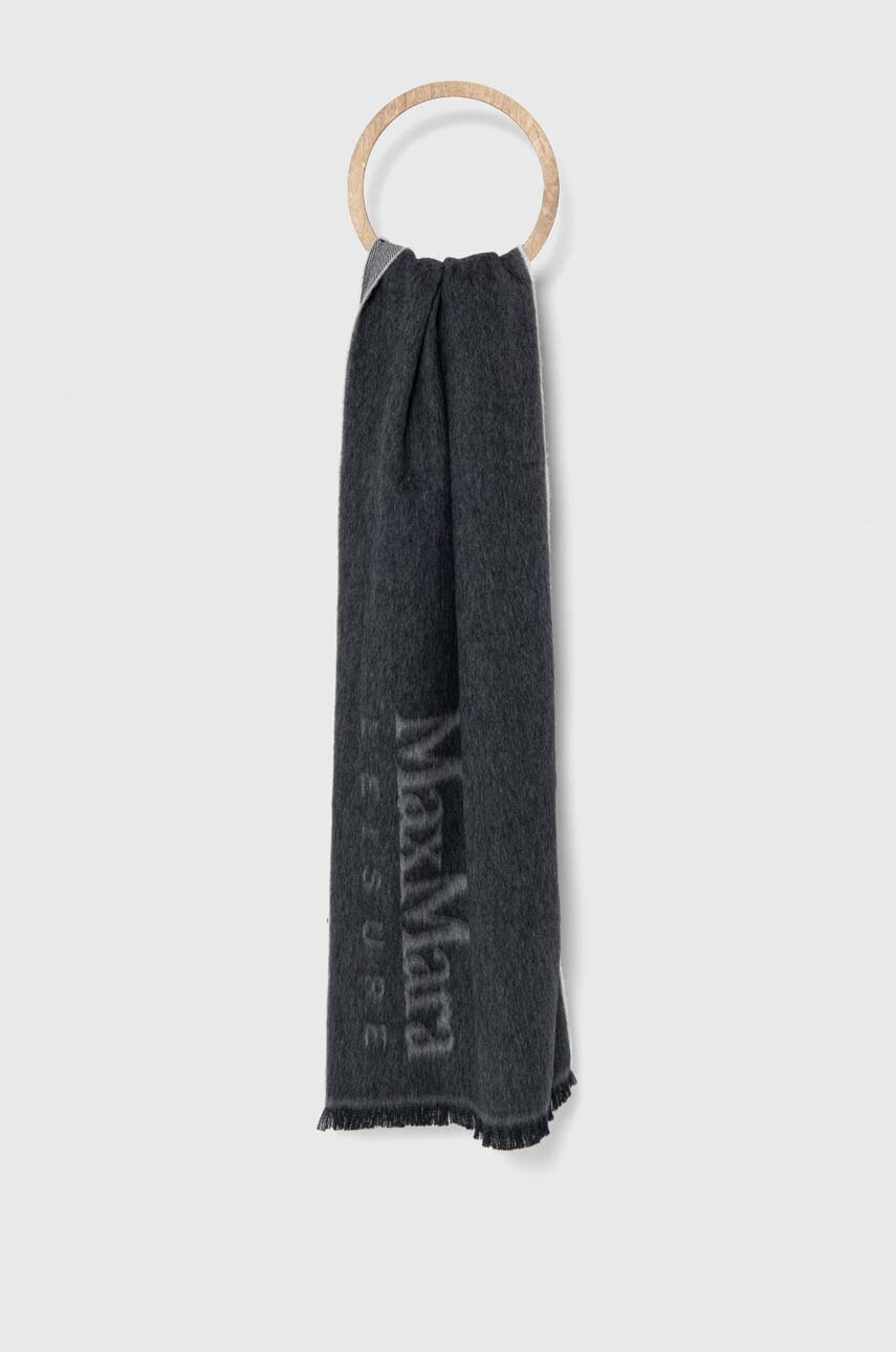 

Вълнен шал Max Mara Leisure в сиво с десен 2426546028600, Сив