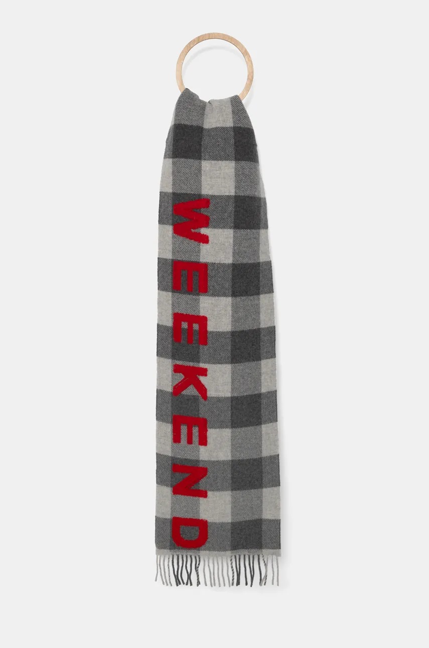 

Вълнен шал Weekend Max Mara в сиво с десен 2425546065600, Сив