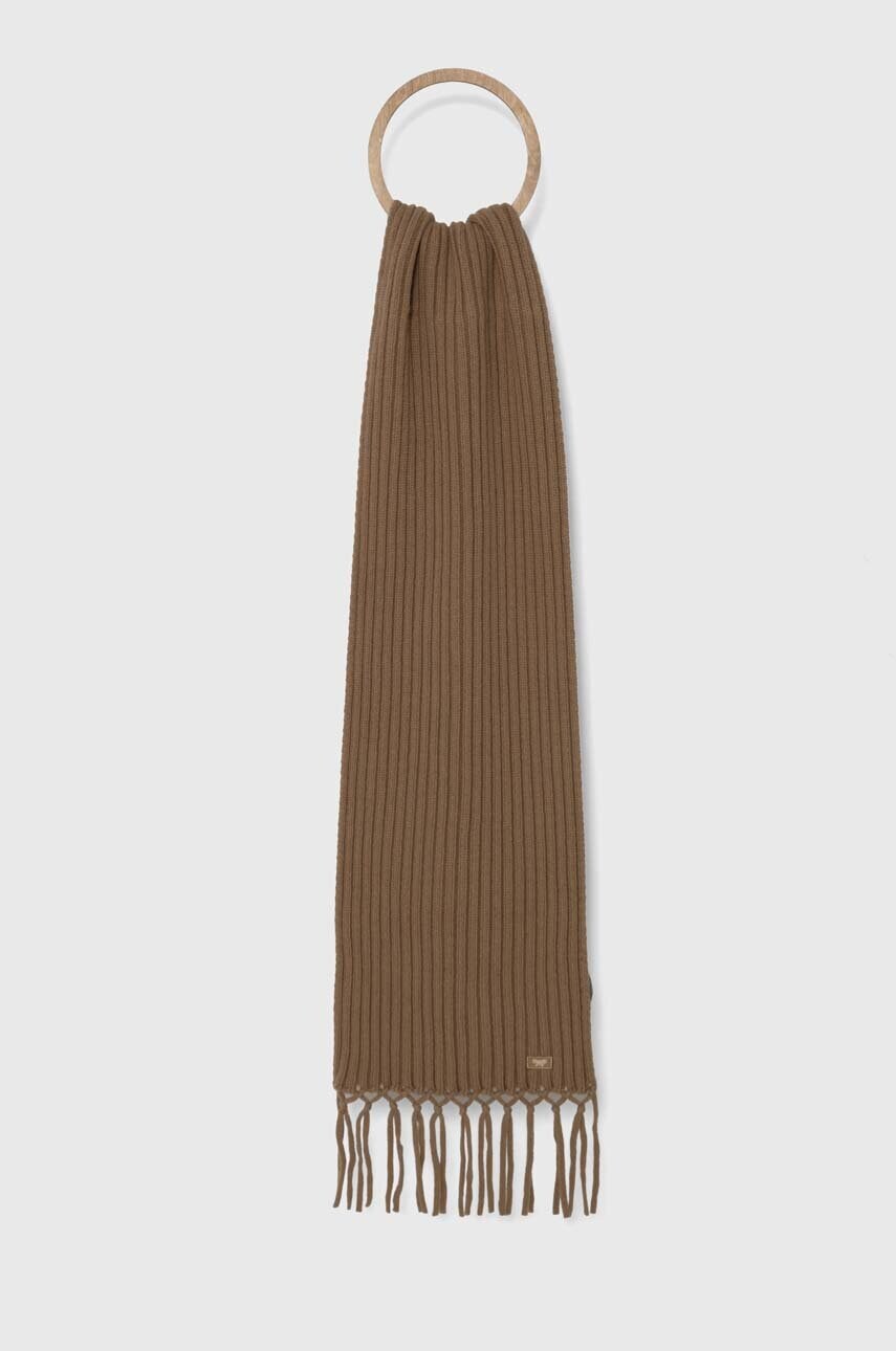 Weekend Max Mara esarfa de lana culoarea maro, neted, 2425746035600