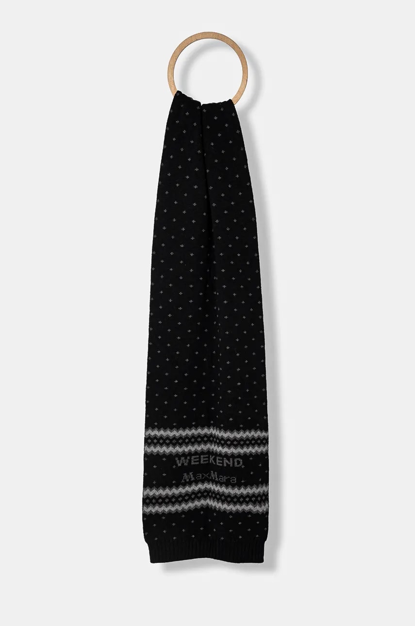 Weekend Max Mara esarfa de lana culoarea negru, modelator, 2425746045600