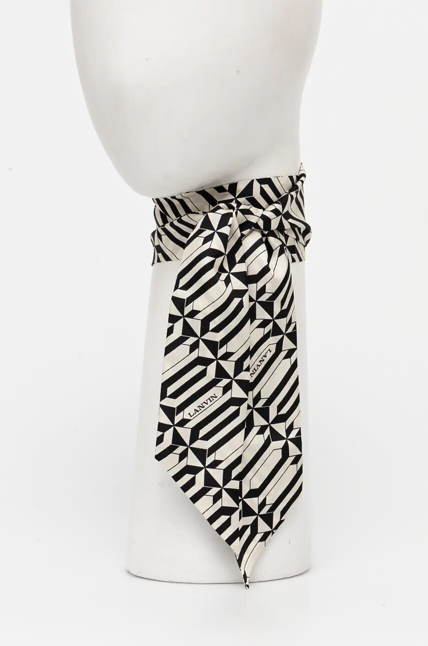 

Копринено шалче Lanvin в черно с десен 6L5120.SS165, Черен