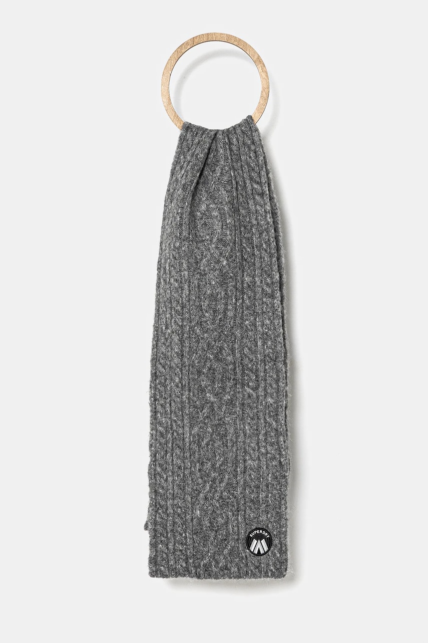 Superdry esarfa de lana culoarea gri, melanj, W9310079A-C2Z Superdry esarfa de lana culoarea gri, melanj, W9310079A-C2Z