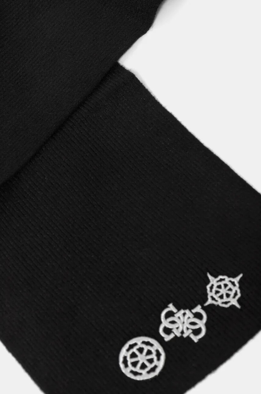 Kratki šal s primjesom vune Guess boja: crna, s aplikacijom, AW5178 POL03
