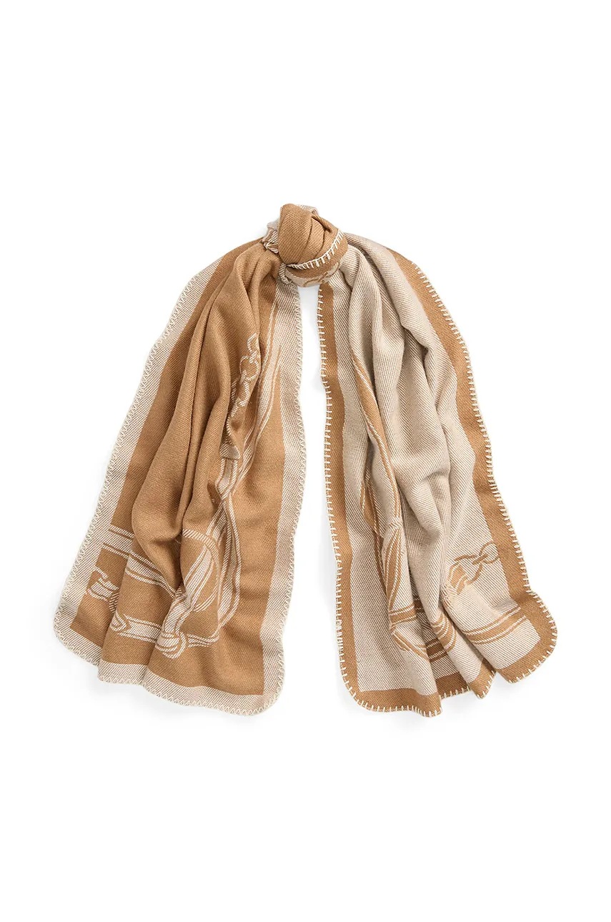 

Тънък шал с вълна Lauren Ralph Lauren в бежово с десен 454960036, Бежов