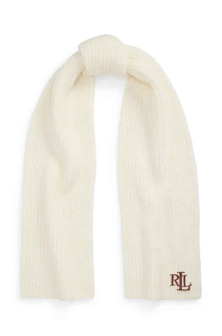 Levně Šátek z vlněné směsi Lauren Ralph Lauren béžová barva, hladký, 454960069