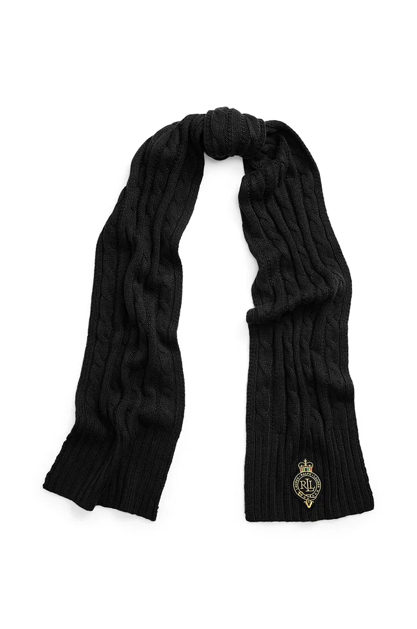 

Шал с вълна Lauren Ralph Lauren в черно с изчистен дизайн 454960071, Черен