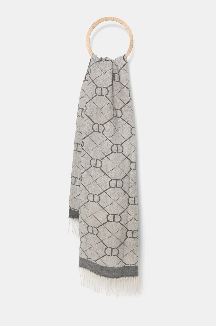 

Шал Twinset дамски в сиво с десен 242TO5680, Сив