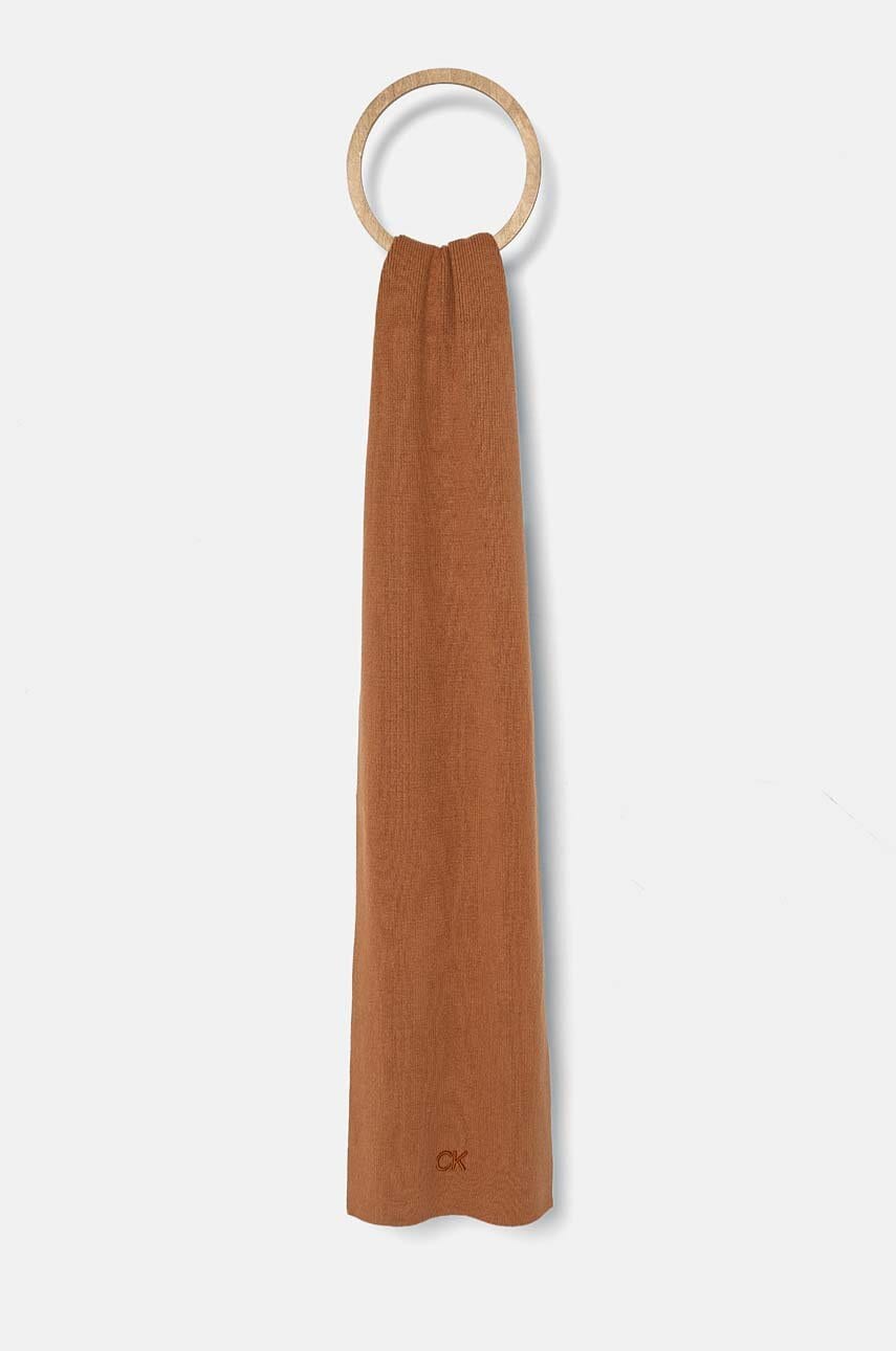 Levně Šála Calvin Klein hnědá barva, K60K612601