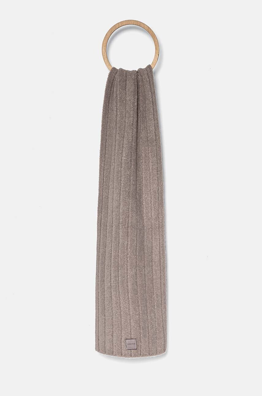 Levně Šátek z vlněné směsi Calvin Klein šedá barva, hladký, K60K612608