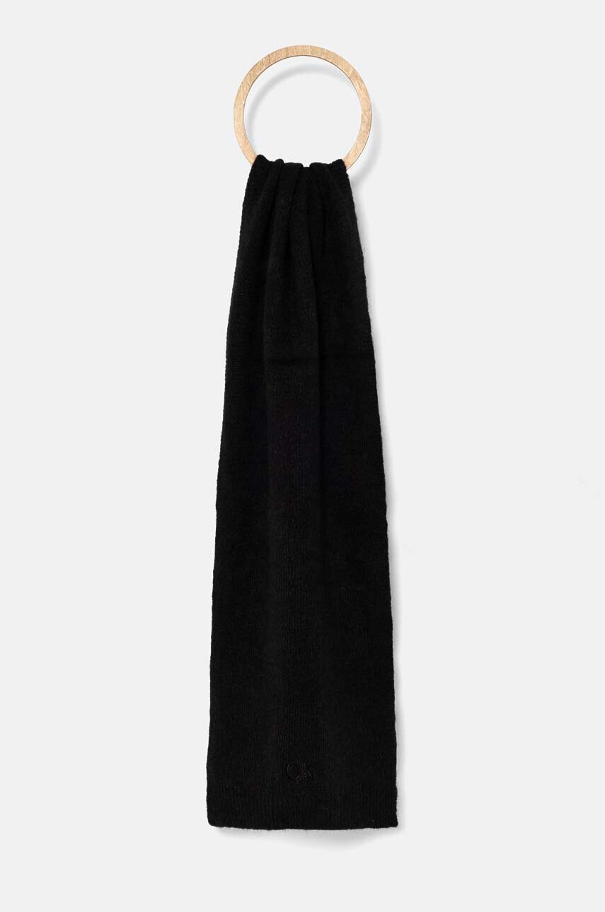 Levně Vlněná šála Calvin Klein černá barva, K60K612610