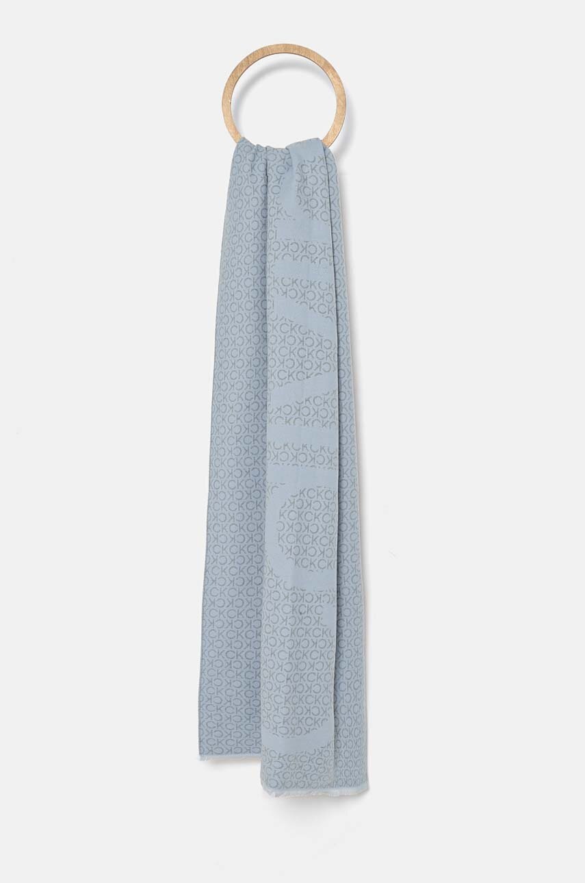 

Шал с вълна Calvin Klein в синьо с десен K60K612611, Син