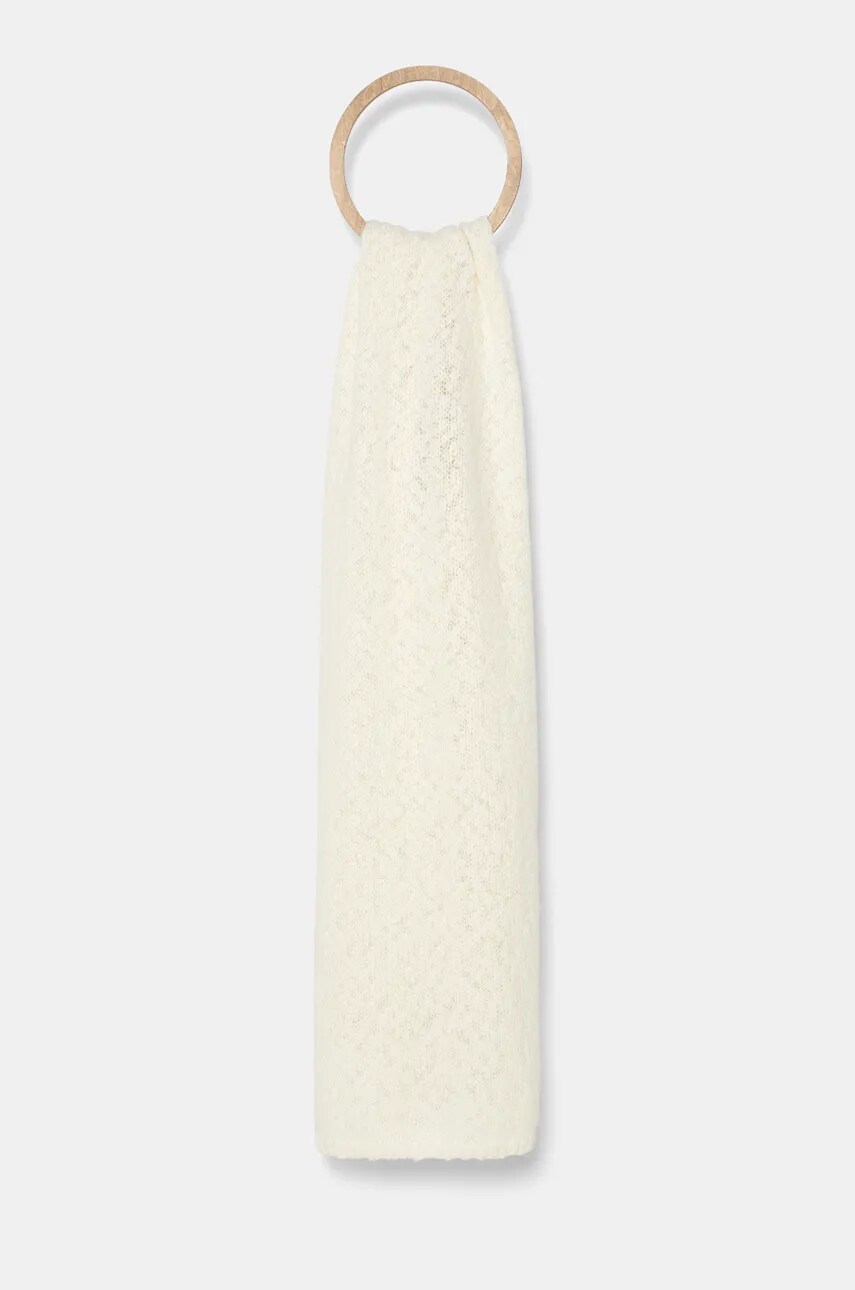 Levně Šátek z vlněné směsi Calvin Klein béžová barva, hladký, K60K612612