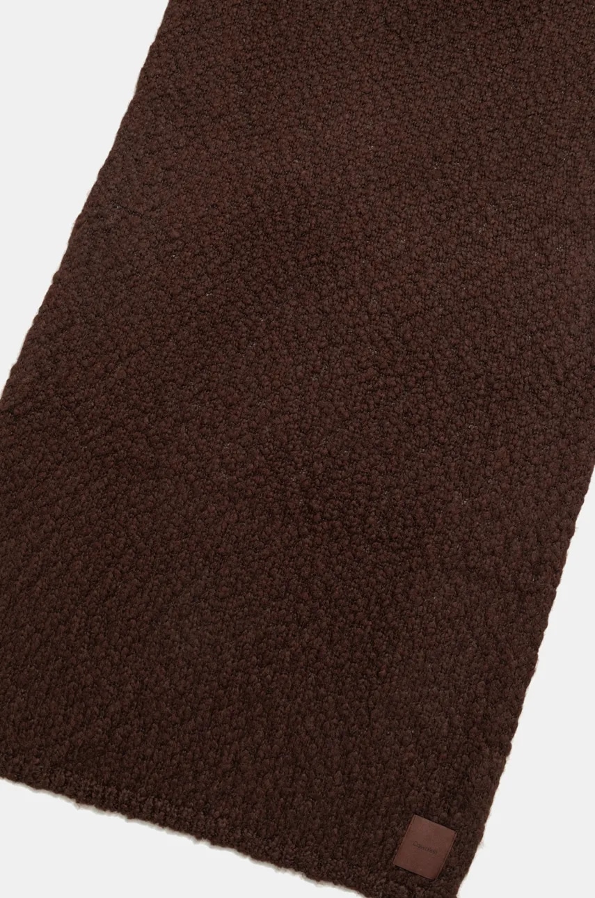 Шарф с примесью шерсти Calvin Klein цвет коричневый однотонный K60K612612 Шарф с примесью шерсти Calvin Klein цвет коричневый однотонный K60K612612