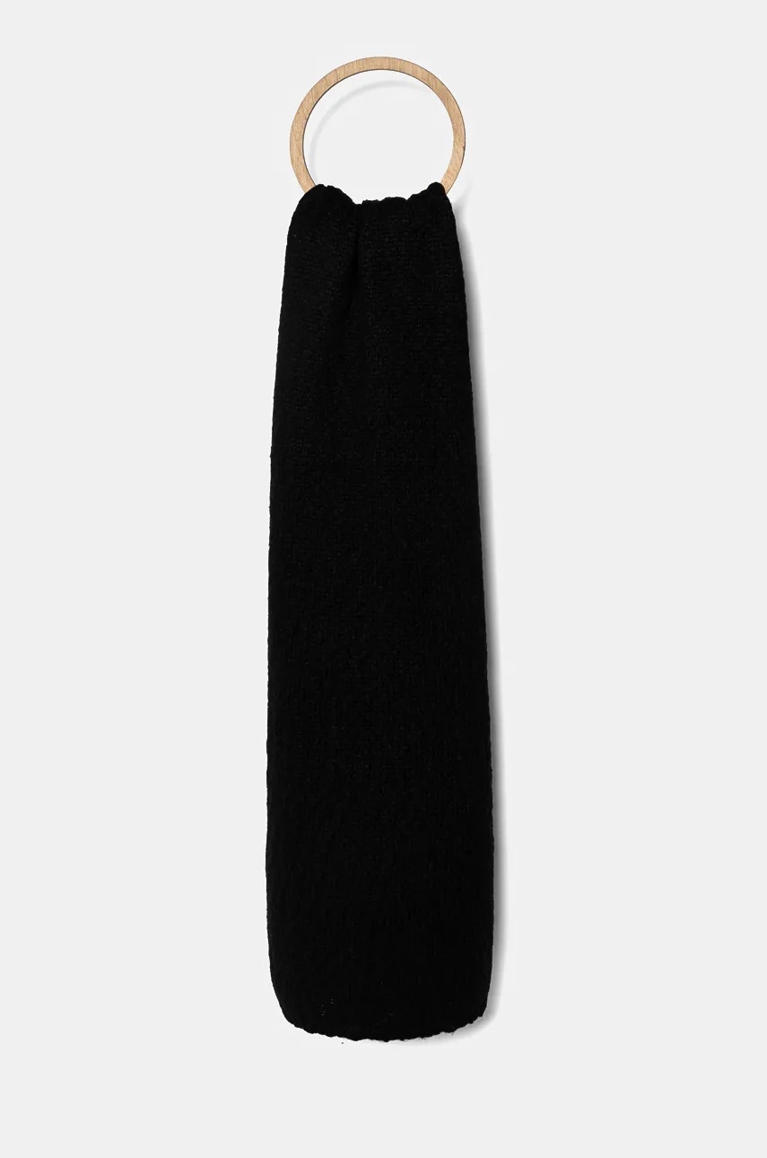 Levně Šátek z vlněné směsi Calvin Klein černá barva, hladký, K60K612612