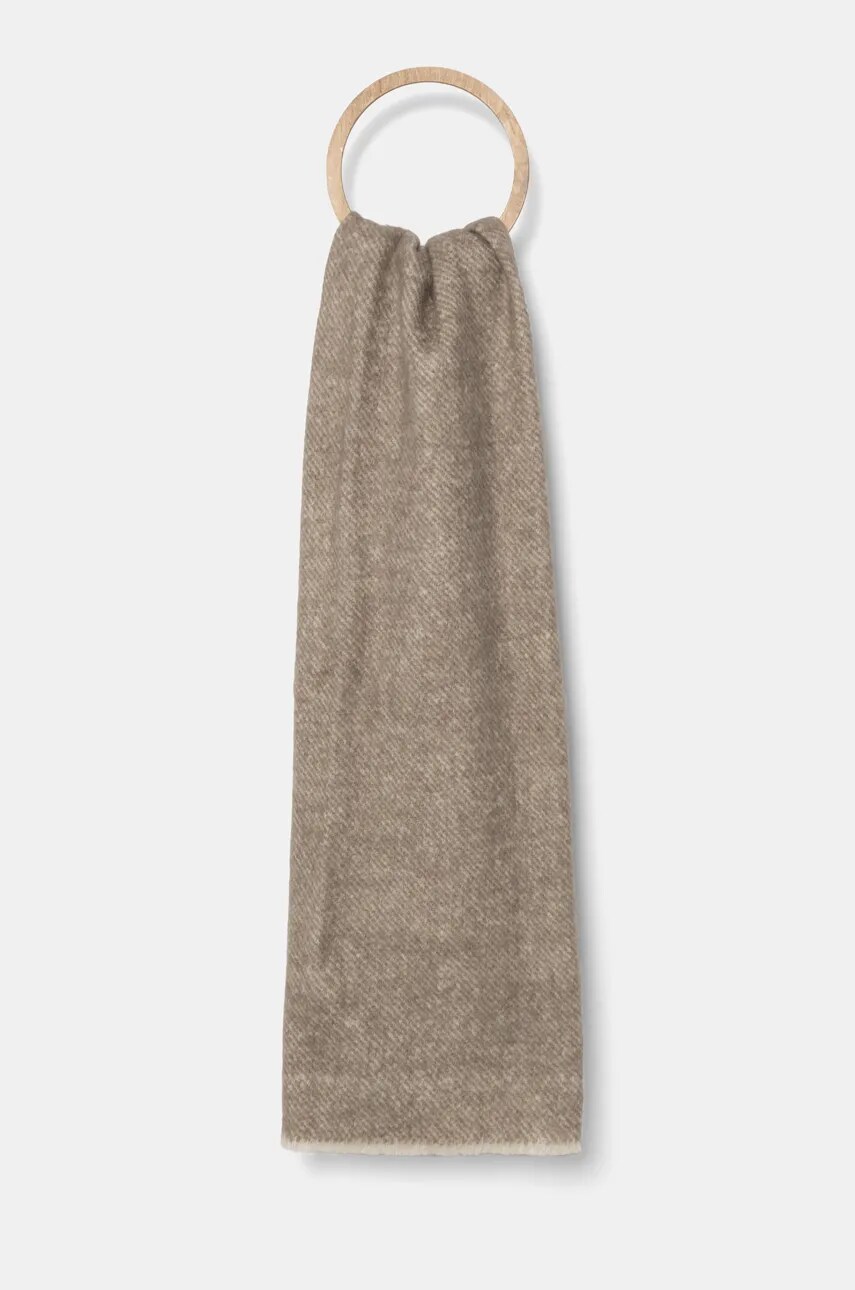 Levně Šátek z vlněné směsi Calvin Klein béžová barva, hladký, K60K612613