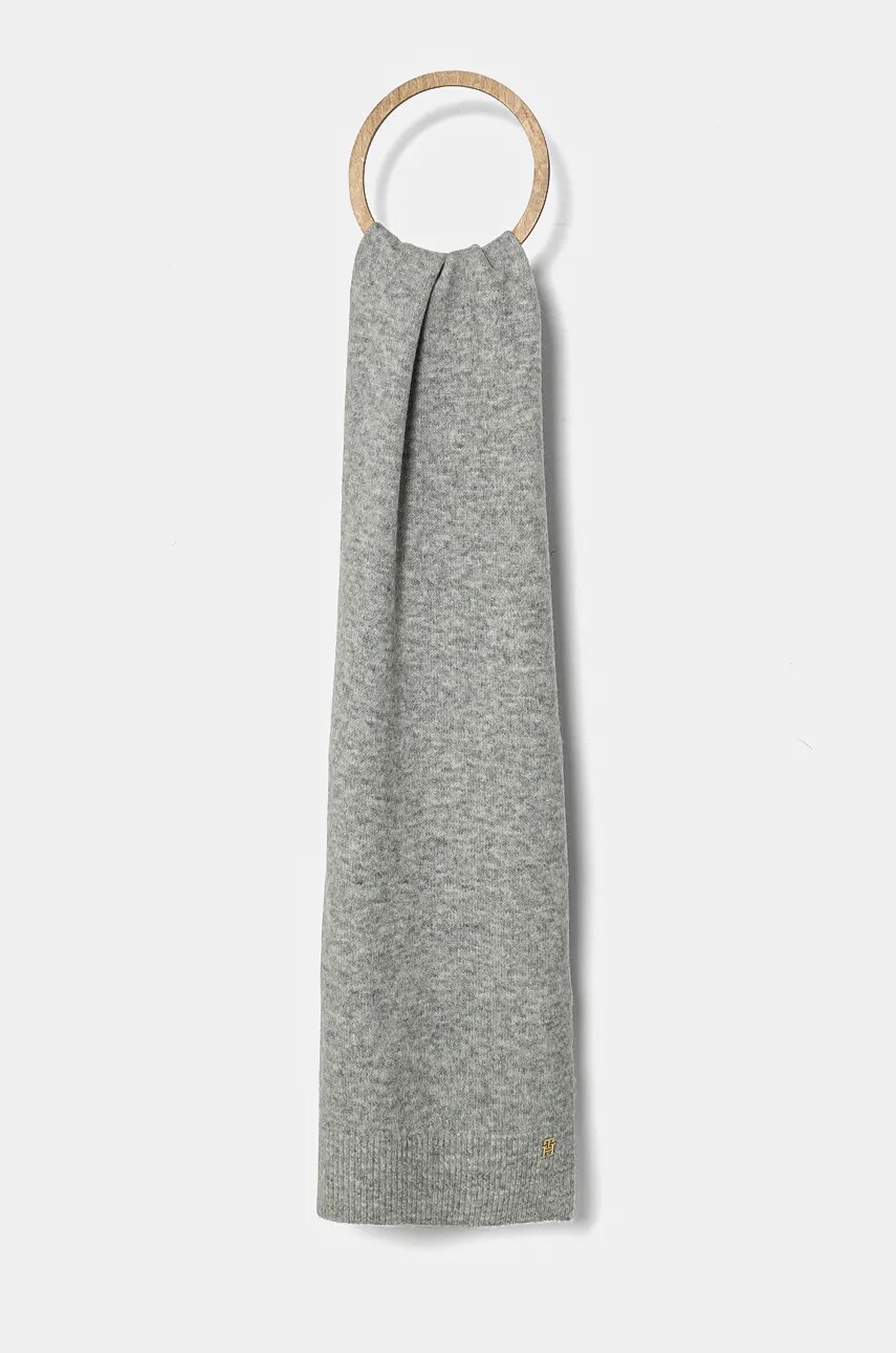 Levně Šála Tommy Hilfiger šedá barva, AW0AW16646