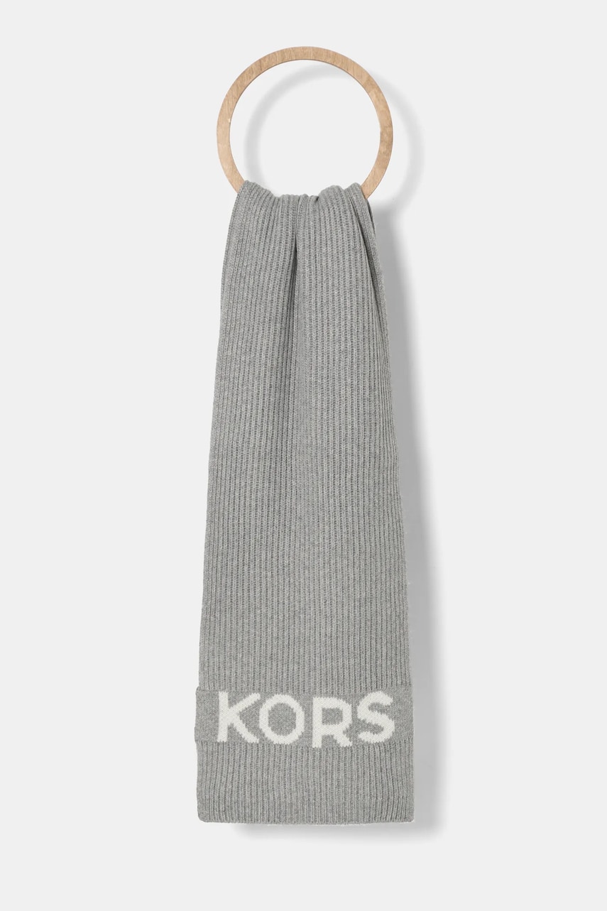 MICHAEL Michael Kors esarfa din amestec de lana culoarea gri, neted, 539877 MICHAEL Michael Kors esarfa din amestec de lana culoarea gri, neted, 539877