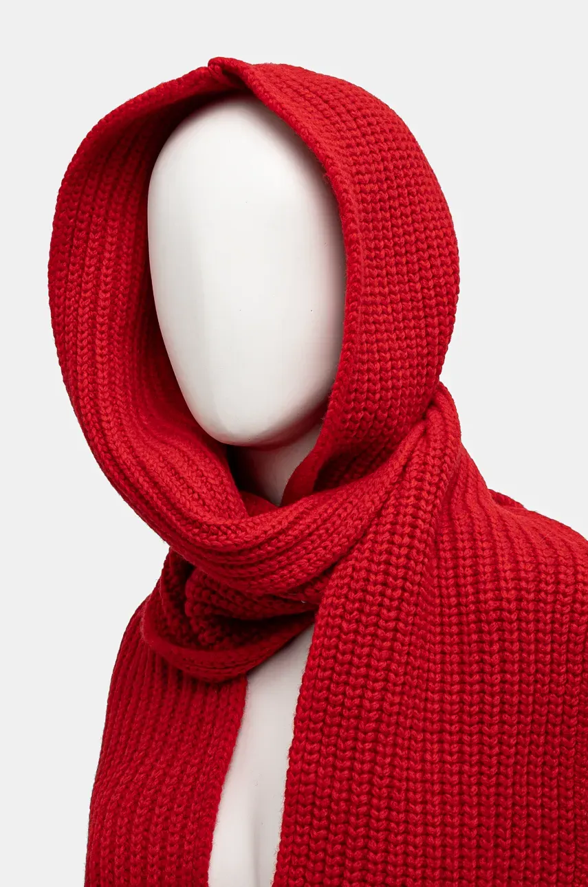 Шерстяной шарф с капюшоном Forte Forte цвет красный однотонный 13339_my scarf Шерстяной шарф с капюшоном Forte Forte цвет красный однотонный 13339_my scarf