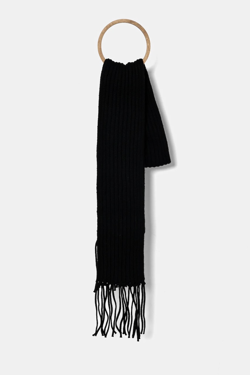 Nanushka fular de lână IZAIA culoarea negru, uni, NU24FWSC10499 Nanushka fular de lână IZAIA culoarea negru, uni, NU24FWSC10499
