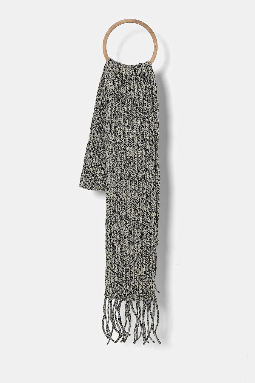 Nanushka fular de lână IZAIA culoarea negru, cu imprimeu, NU24FWSC10599 Nanushka fular de lână IZAIA culoarea negru, cu imprimeu, NU24FWSC10599
