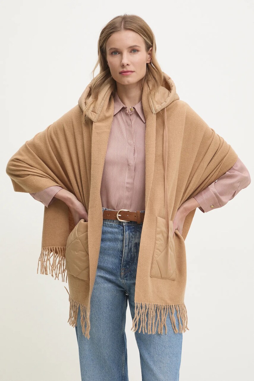 Pedro del Hierro fular femei, culoarea bej, uni, 4968565
