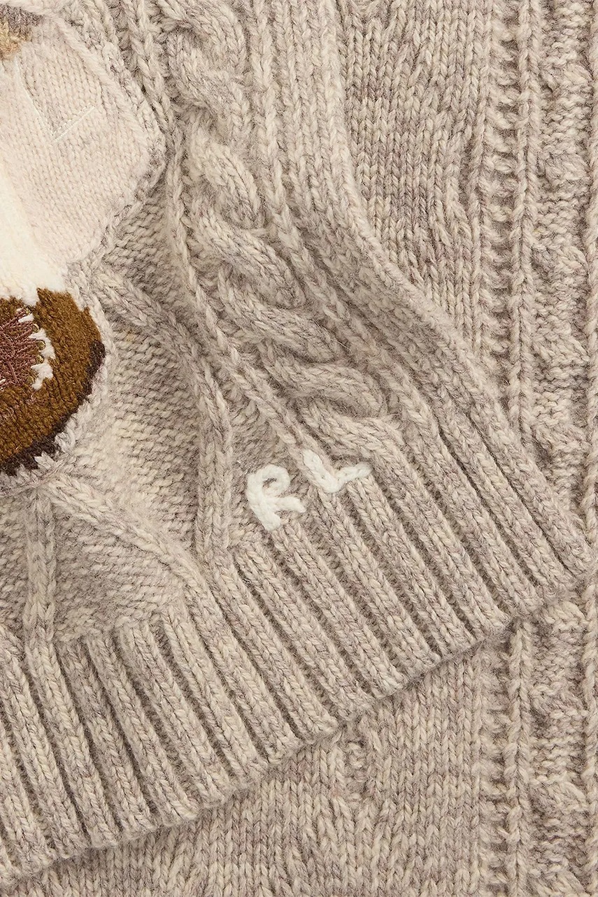 Вовняний шарф Polo Ralph Lauren колір бежевий з аплікацією 
