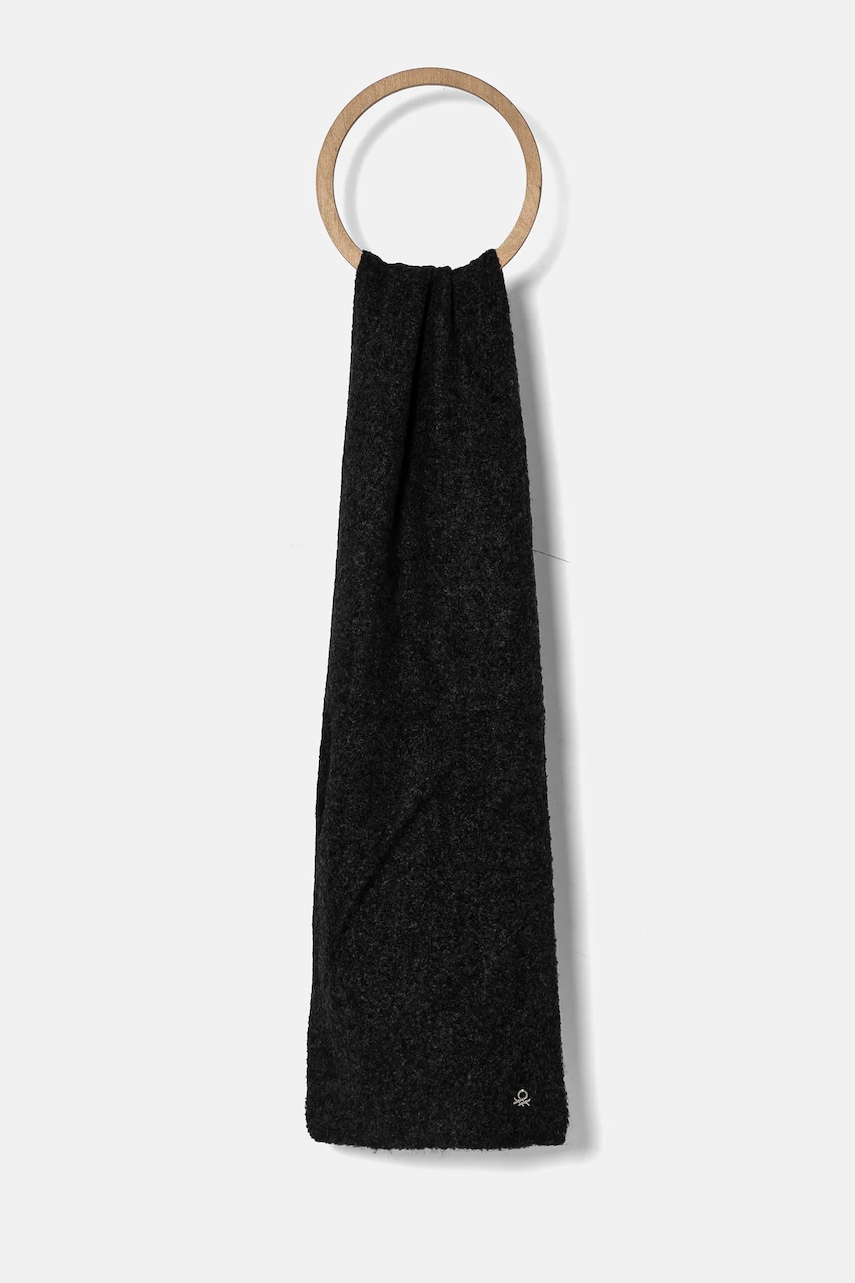 United Colors of Benetton esarfa din amestec de lana culoarea negru, neted, 6RILCU00S United Colors of Benetton esarfa din amestec de lana culoarea negru, neted, 6RILCU00S