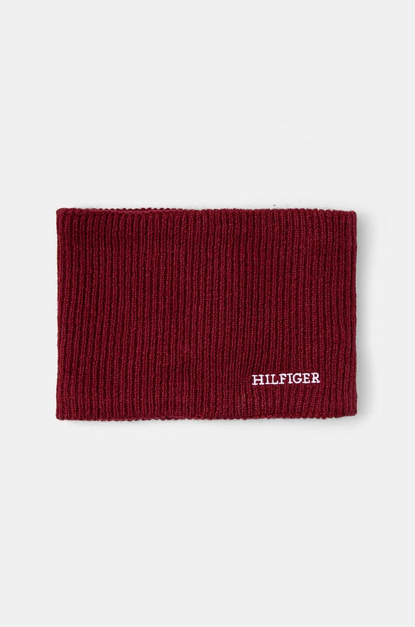 Levně Dětský nákrčník Tommy Hilfiger vínová barva, hladký, AU0AU01933