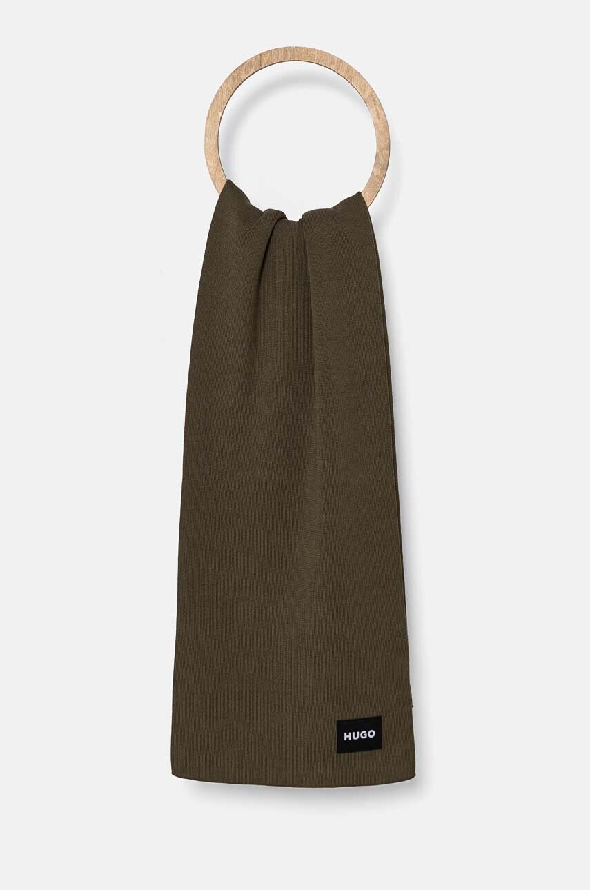 HUGO esarfa din bumbac culoarea verde, cu imprimeu, 50521562
