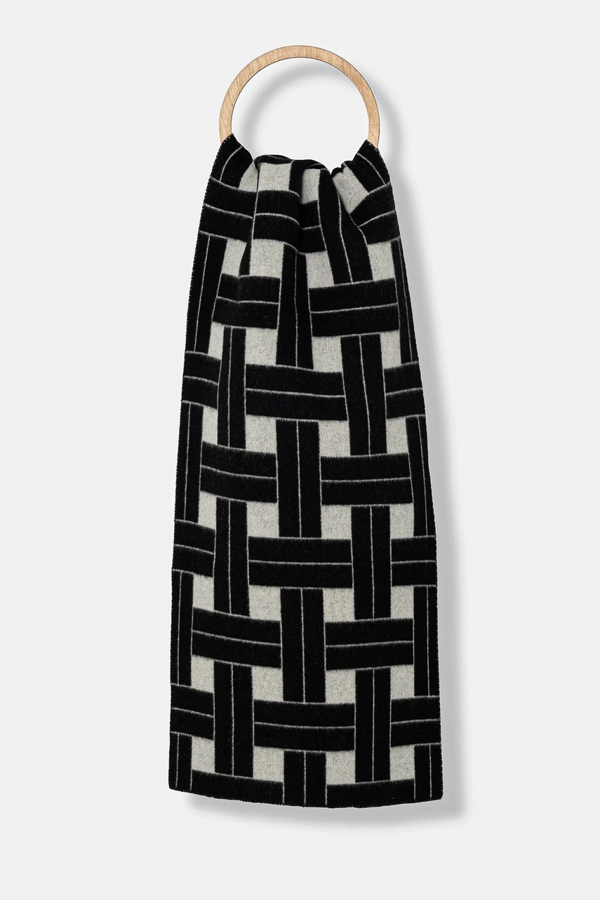 Kenzo esarfa de lana Large Reversible Scarf culoarea negru, modelator, FE68EU013JEB.02