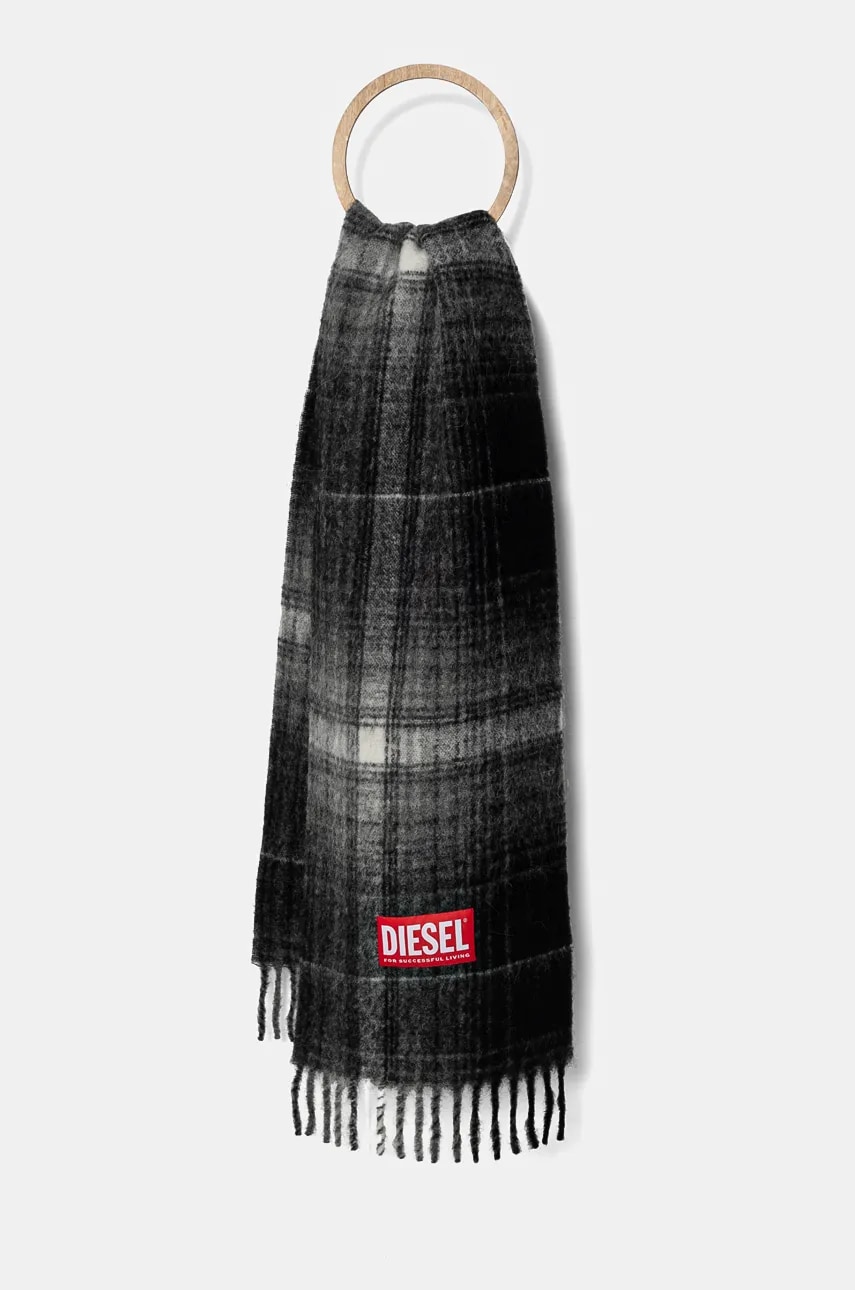 Diesel esarfa din amestec de lana S-BESTRO culoarea negru, modelator, A15117.0HNAK Diesel esarfa din amestec de lana S-BESTRO culoarea negru, modelator, A15117.0HNAK