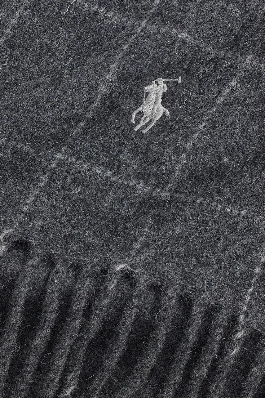 Шарф с добавлением шерсти Polo Ralph Lauren цвет серый узор 449959523