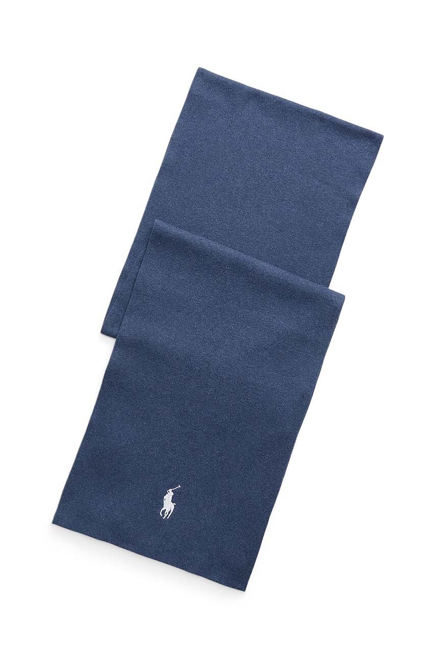 

Памучен шал Polo Ralph Lauren в синьо с изчистен дизайн 710886139, Син