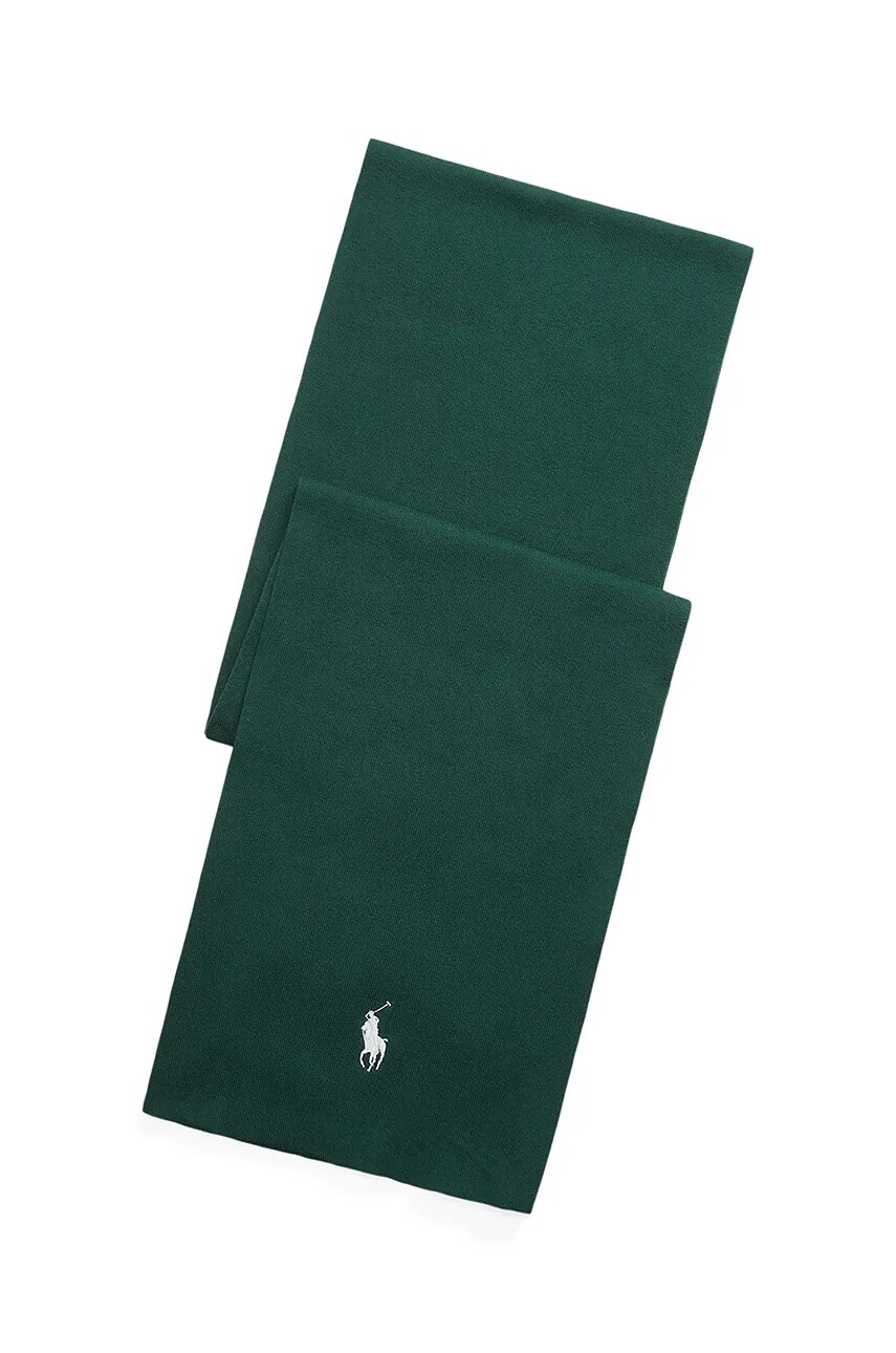 Levně Bavlněný šátek Polo Ralph Lauren zelená barva, hladký, 710886139