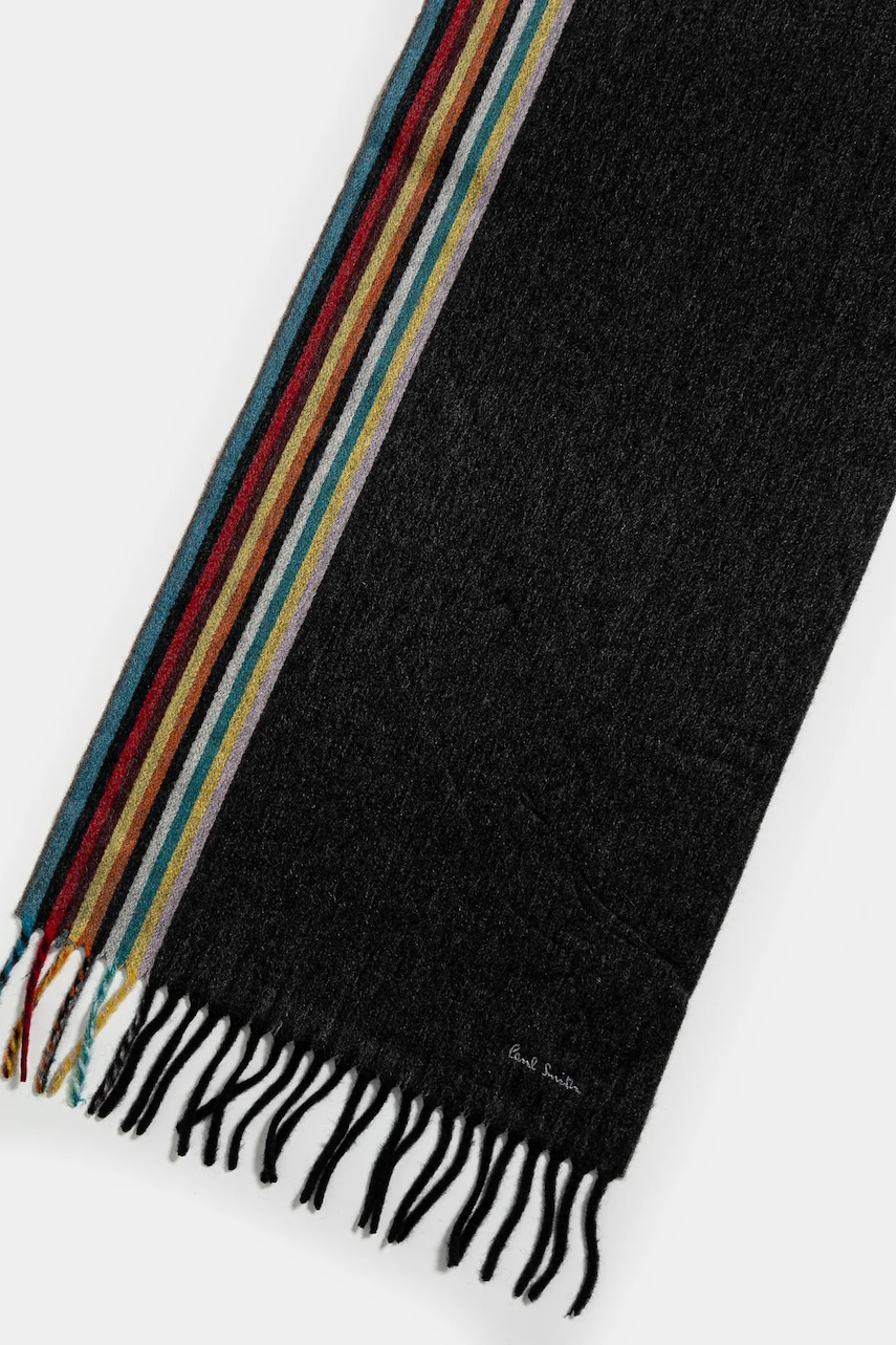 Кашемировый шарф Paul Smith мужской цвет чёрный узорный M1A-150T-N172 Кашемировый шарф Paul Smith мужской цвет чёрный узорный M1A-150T-N172