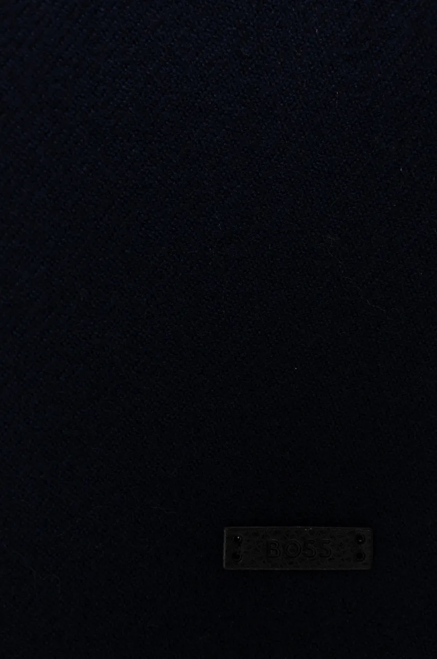 Шерстяной шарф BOSS цвет синий однотонный 50517218
