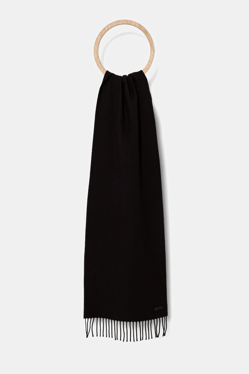 BOSS eșarfă de lână culoarea negru, uni, 50517218