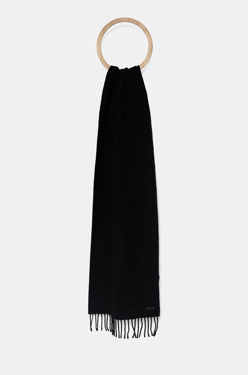 BOSS eșarfă de lână culoarea negru, uni, 50517218