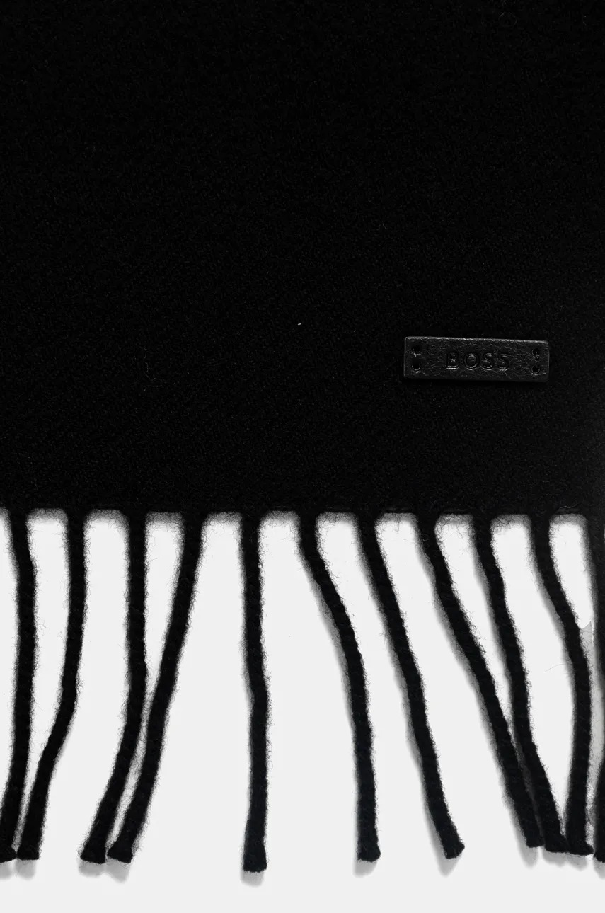 Шерстяной шарф BOSS цвет чёрный однотонный 50517218